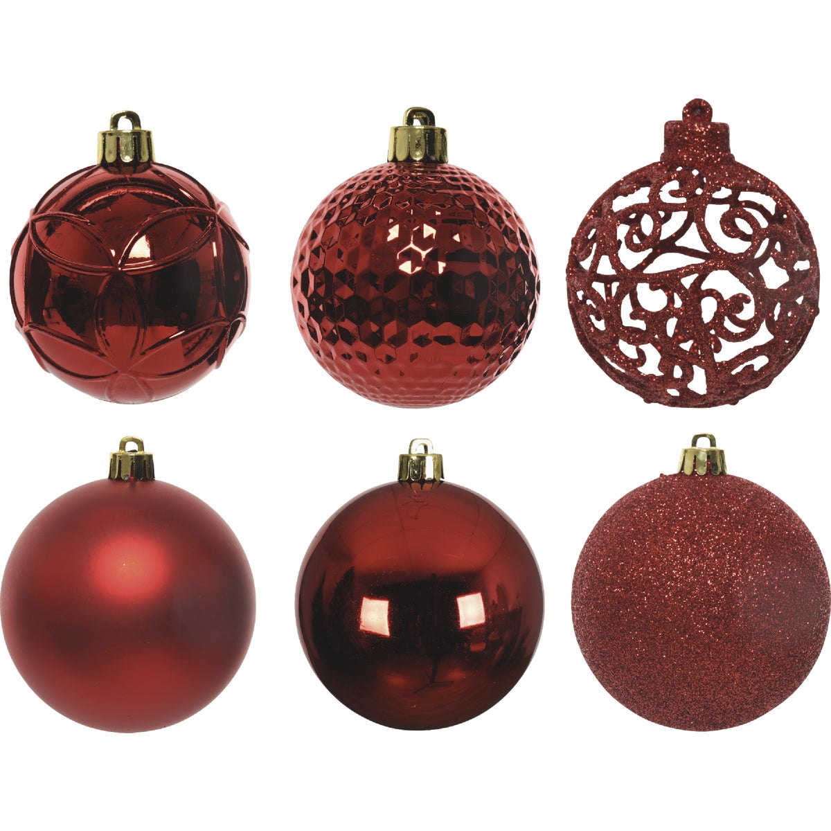 Decoris 2.4 In. Shatterproof Oxblood Bauble Christmas Ornament (37-Pack)