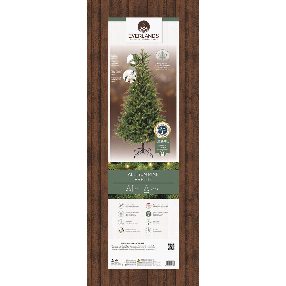 Everlands 6 Ft. Warm White/Multi LED Allison Pine Christmas Tree Image 4