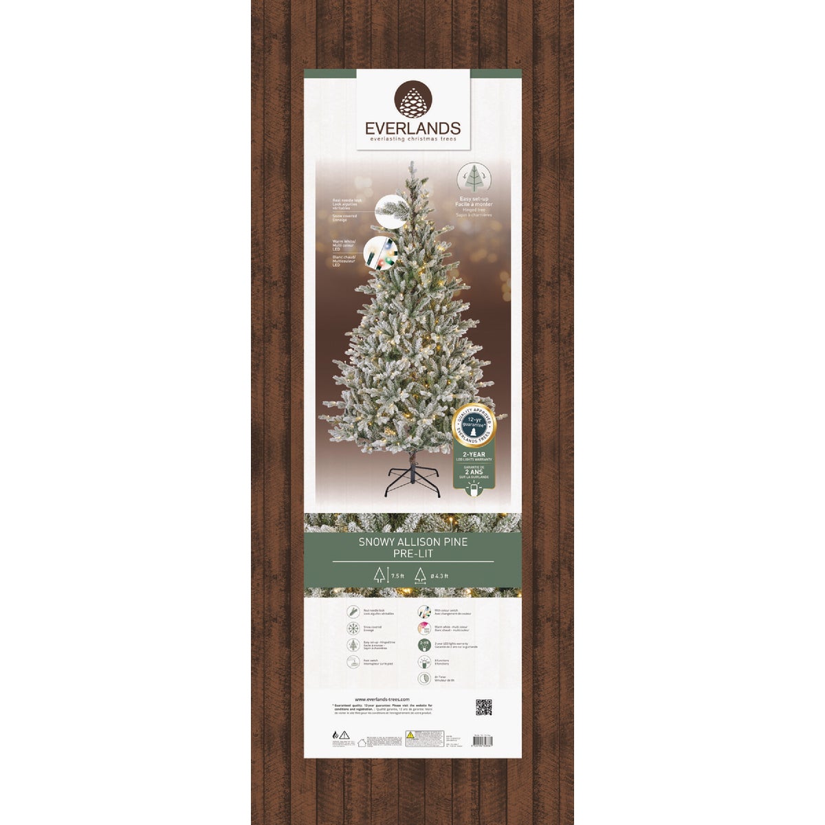 Everlands 7.5 Ft. Warm White/Multi LED Allison Pine Christmas Tree Image 3