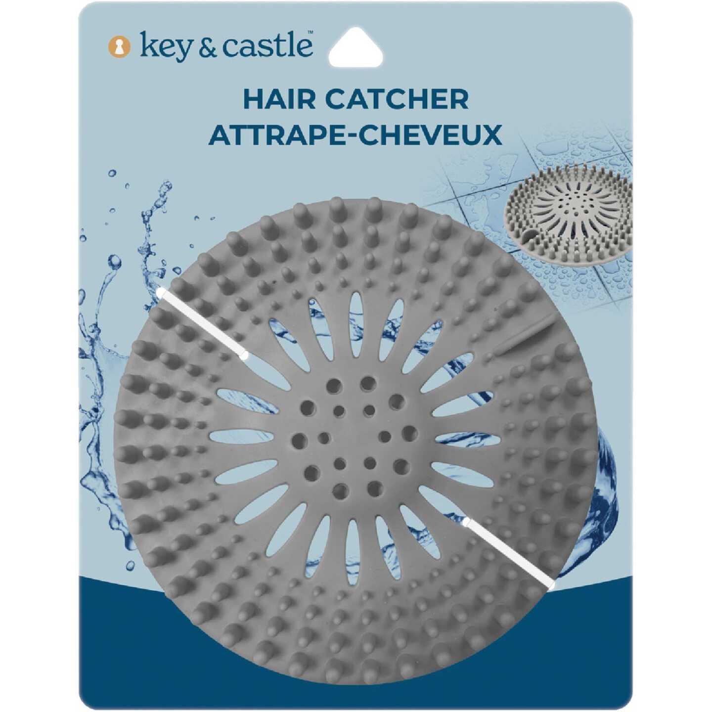 Key & Castle Hair Catcher Drain Cover Image 1
