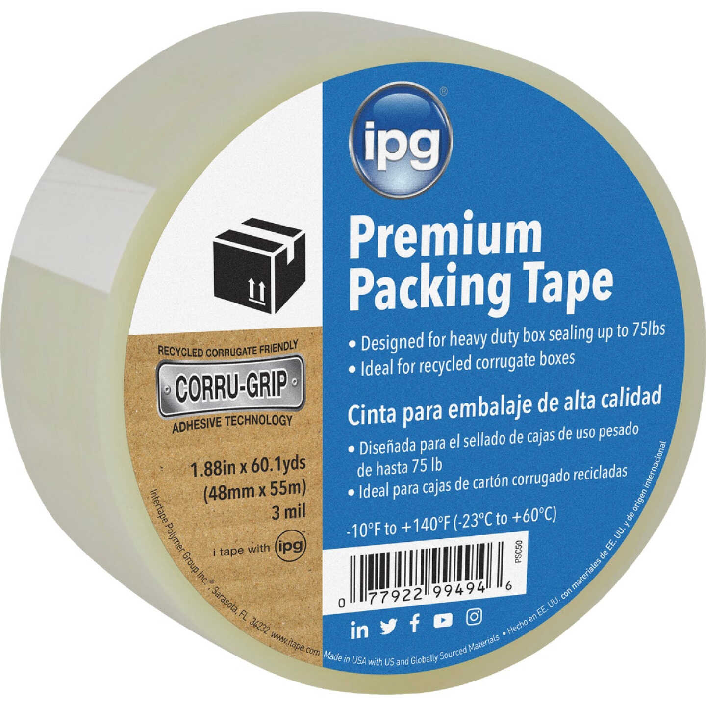 IPG 1.88 In. X 60.1 Yd. Premium Clear Packing Tape Image 1