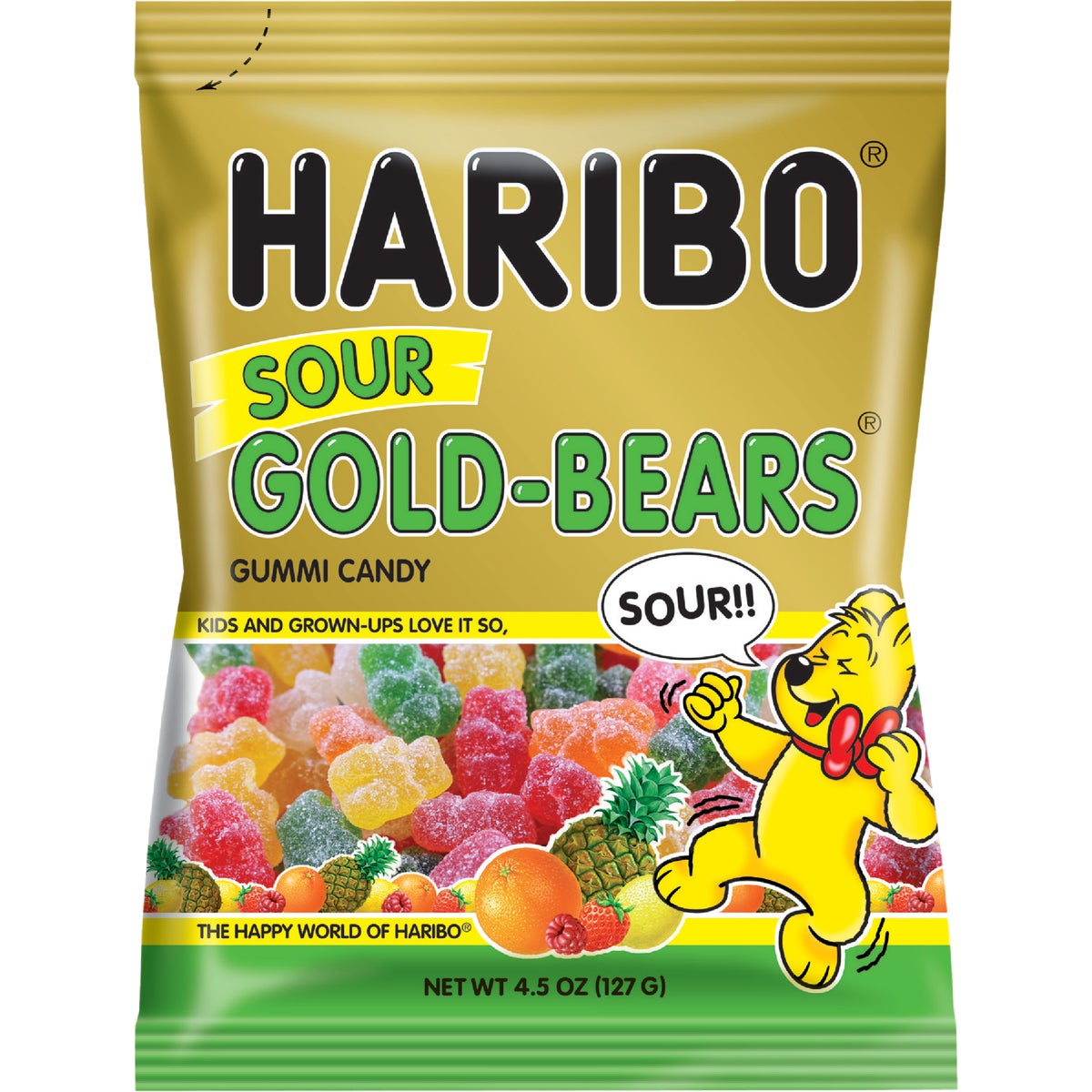 Haribo Gold-Bears Assorted Sour Fruit Flavor 4.5 Oz. Candy Image 1