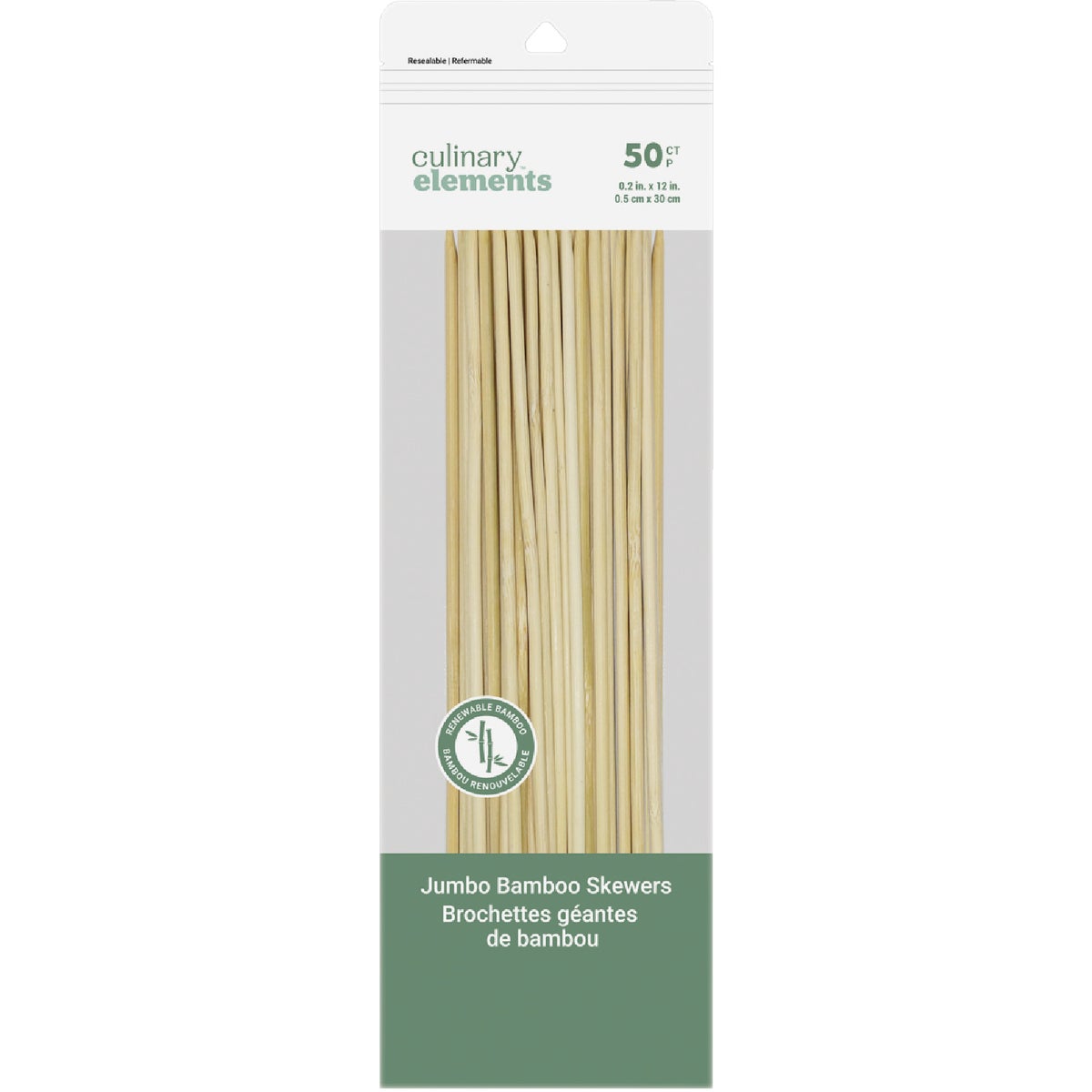 Culinary Elements 12 Inch Jumbo Bamboo Skewers (50-Pack)