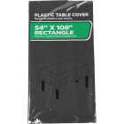 54 In. x 108 In. Black Rectangular Plastic Table Cover Image 1