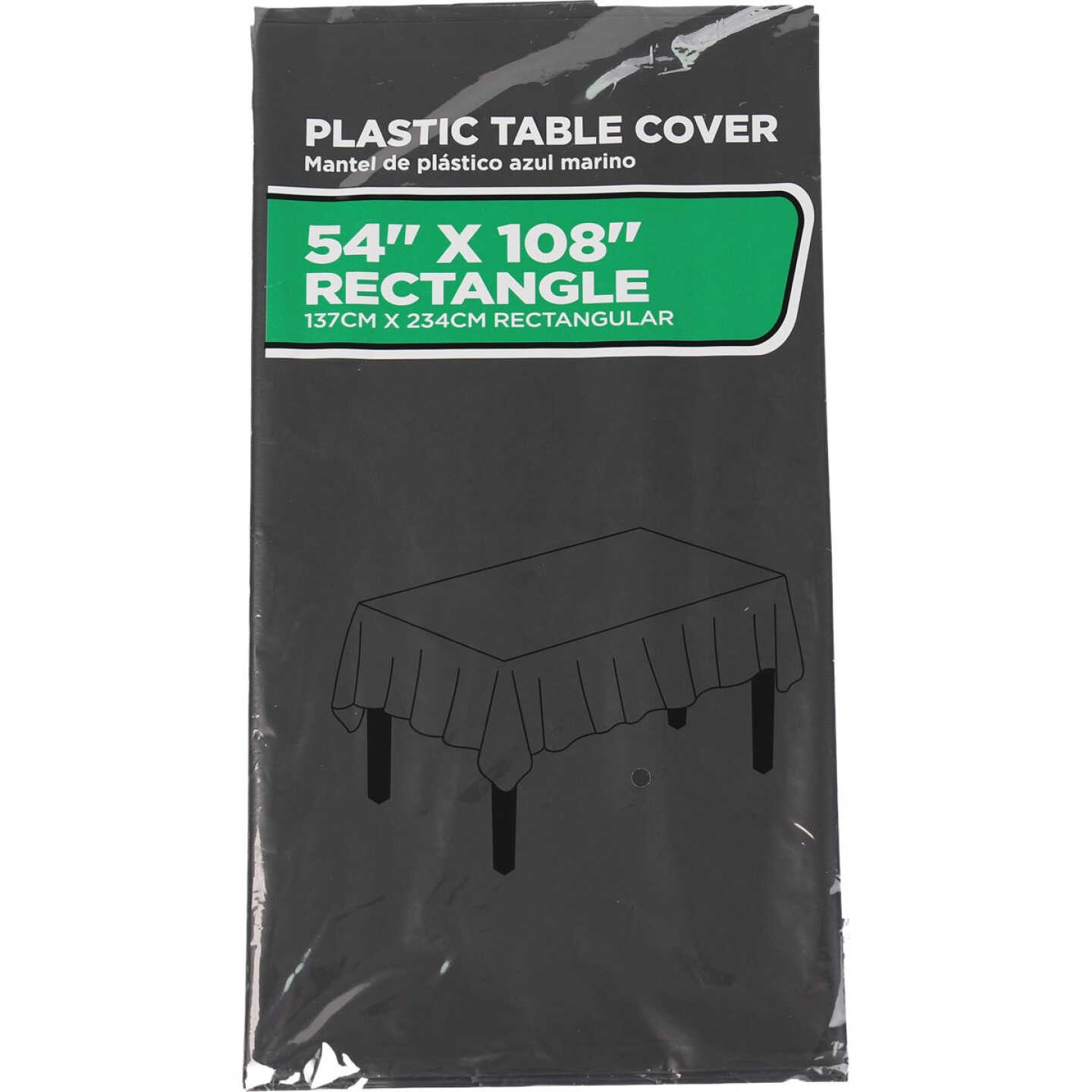 54 In. x 108 In. Black Rectangular Plastic Table Cover Image 1