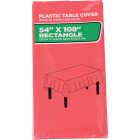 54 In. x 108 In. Red Rectangular Plastic Table Cover Image 1