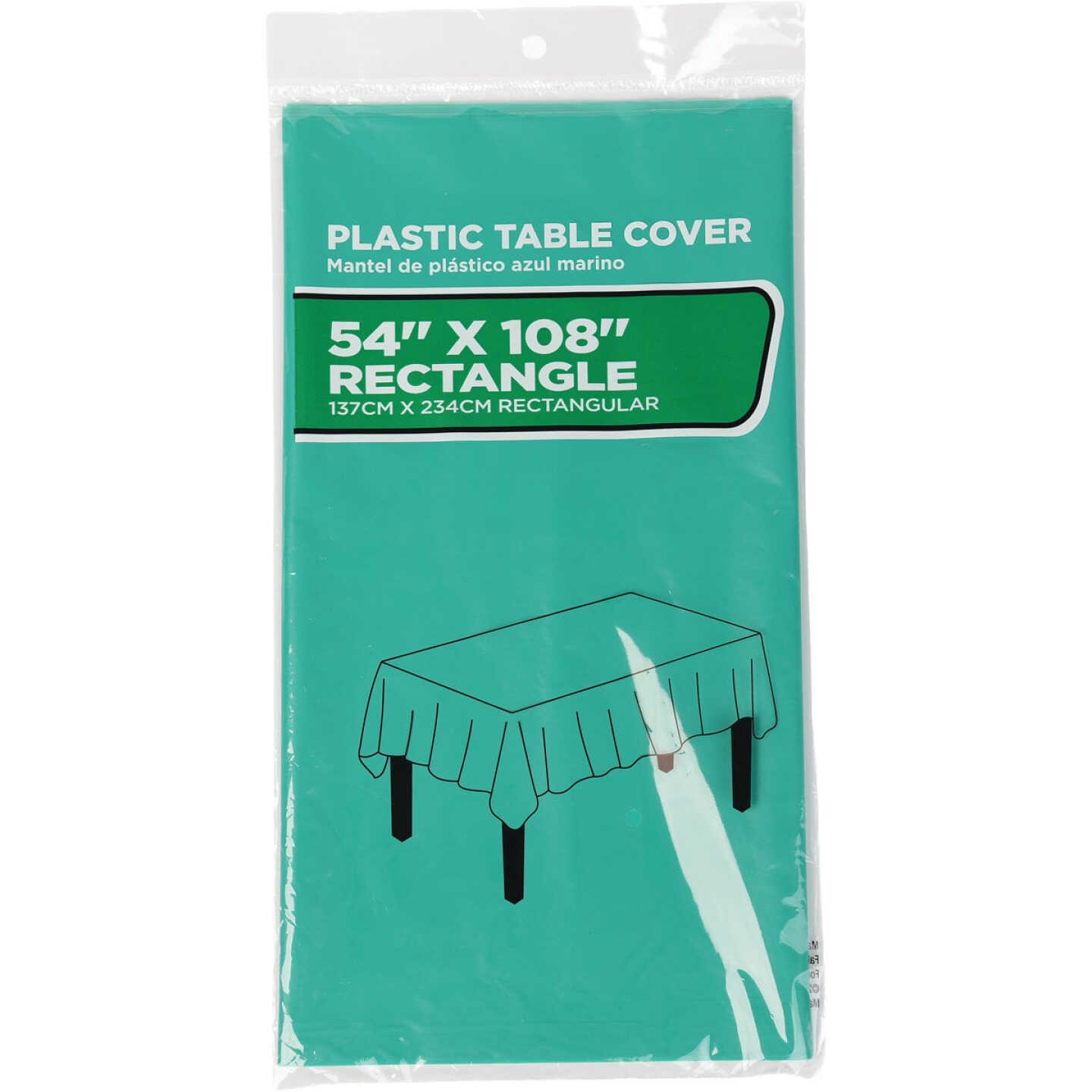 54 In. x 108 In. Emerald Green Rectangular Plastic Table Cover Image 1