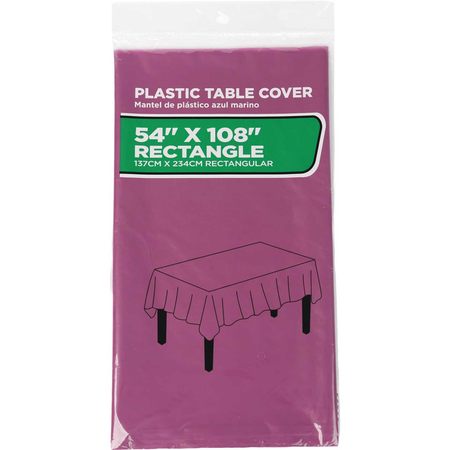 54 In. x 108 In. Burgundy Rectangular Plastic Table Cover Image 1