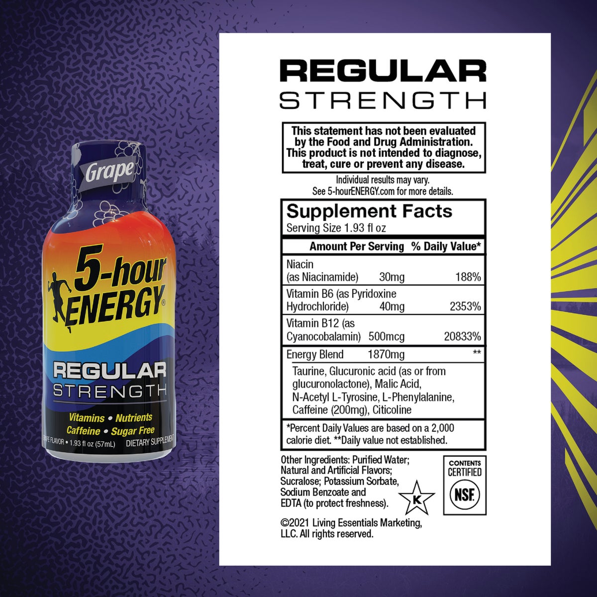 5-hour ENERGY Shot, Regular Strength, Grape, 1.93 oz Image 2