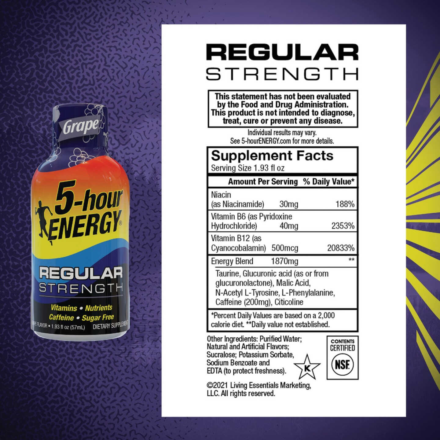 5-hour ENERGY Shot, Regular Strength, Grape, 1.93 oz Image 2