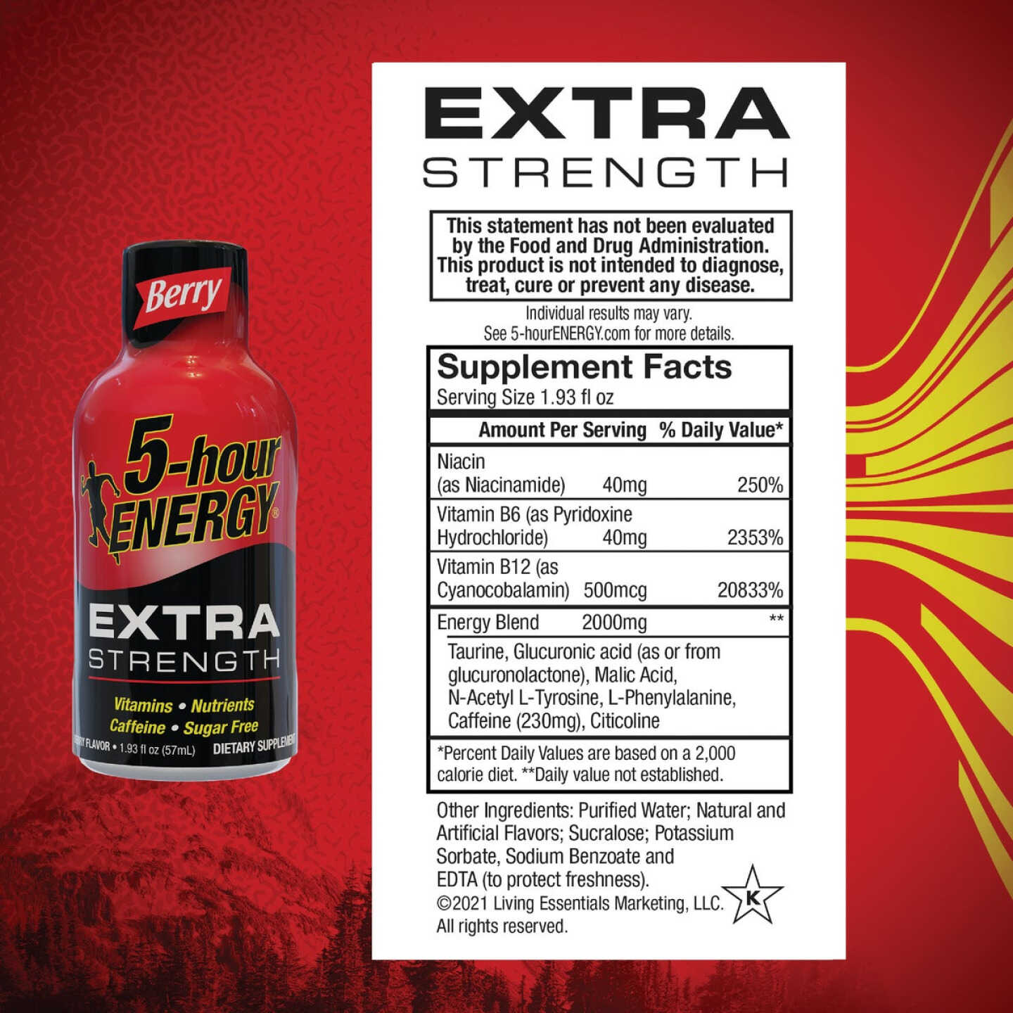 5-hour ENERGY Shot, Extra Strength, Berry, 1.93 oz Image 2