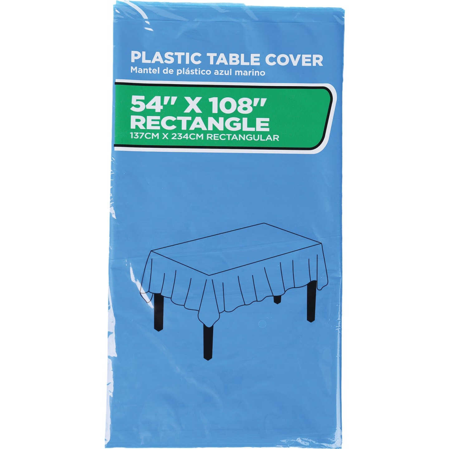54 In. x 108 In. Cobalt Blue Rectangular Plastic Table Cover Image 1