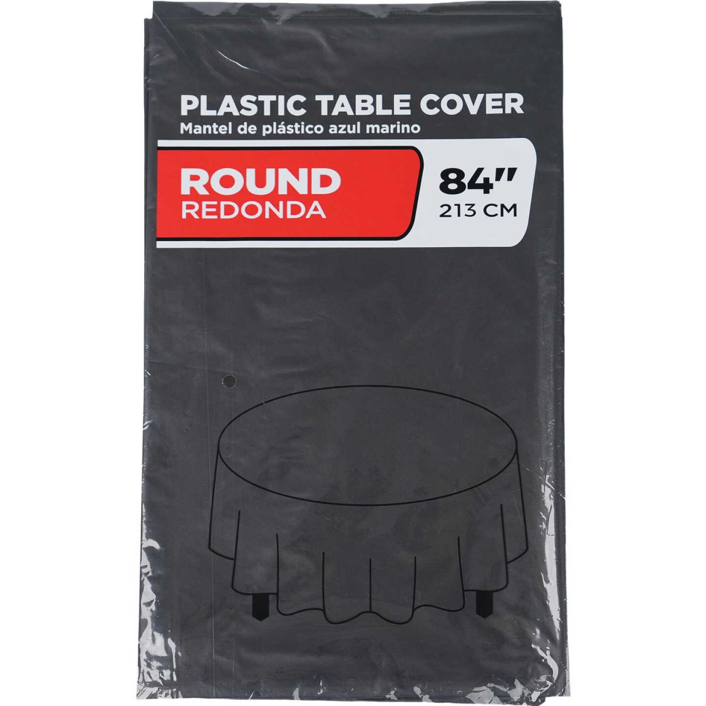 84 In. Black Round Plastic Table Cover Image 1