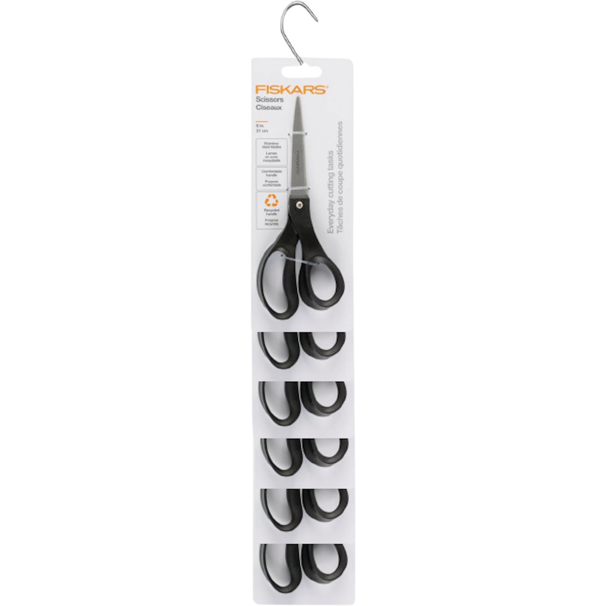 Fiskars 8 In. Multipurpose Stainless Steel Scissors Clip Strip (6-Pairs)
