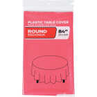 84 In. Red Round Plastic Table Cover Image 1