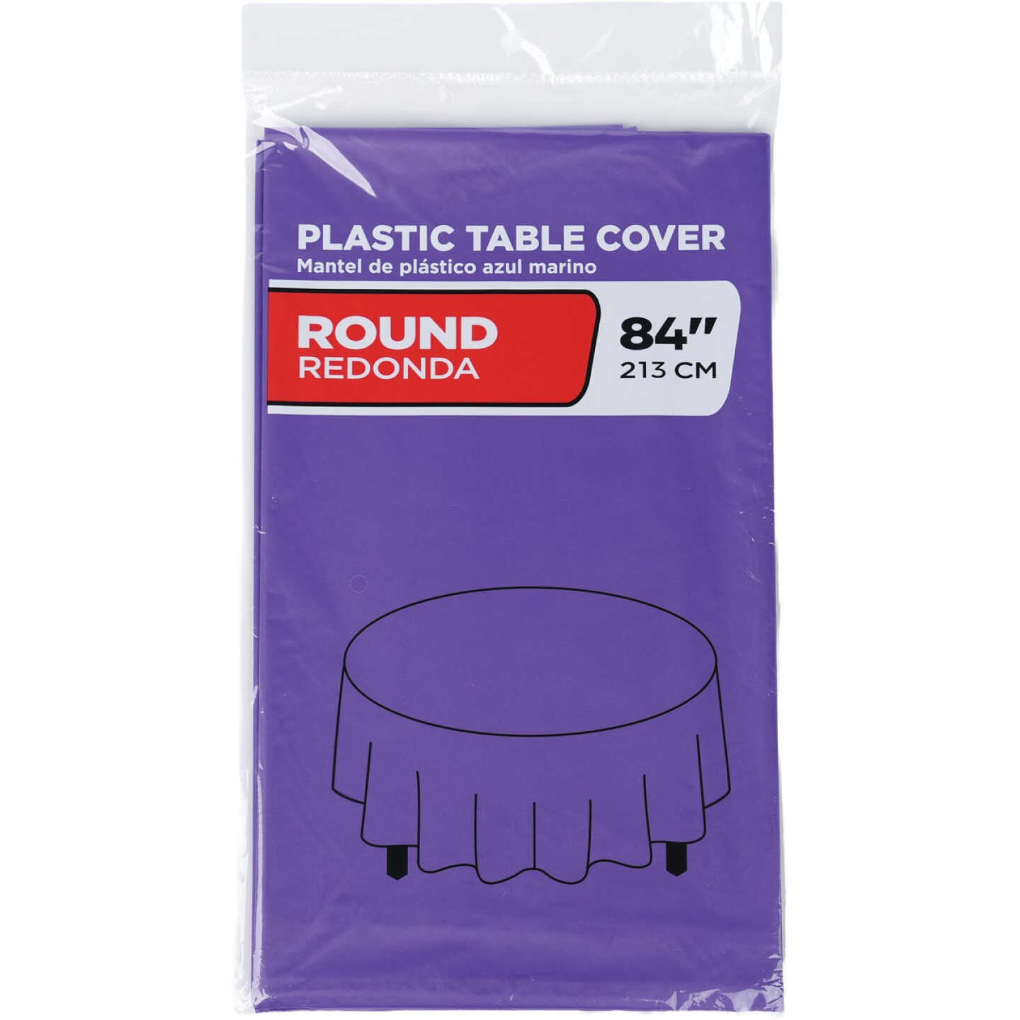 84 In. Purple Round Plastic Table Cover Image 1