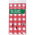 54 In. x 108 In. Red & White Gingham Rectangular Plastic Table Cover Image 1
