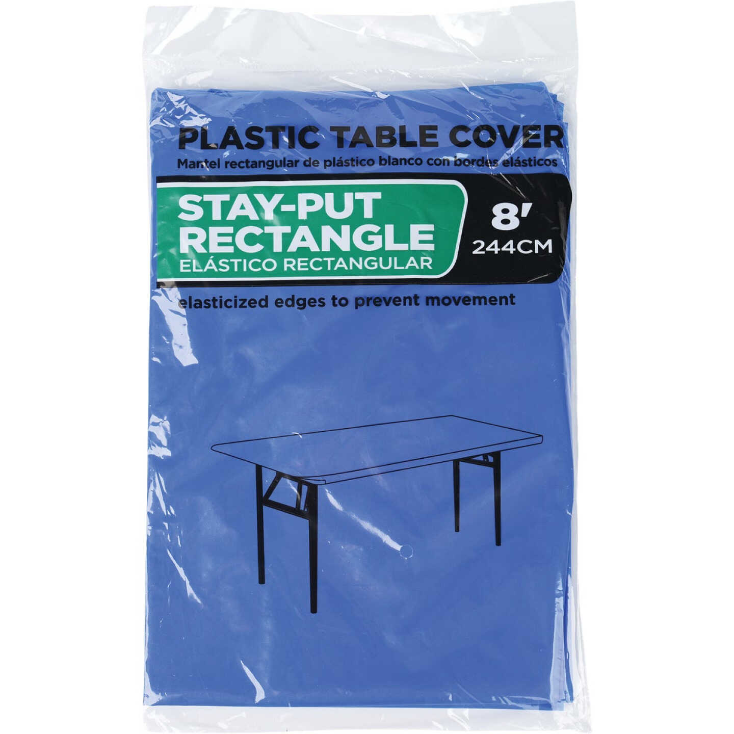 30 In. x 96 In. Royal Blue Stay-Put Fitted Table Cover Image 1
