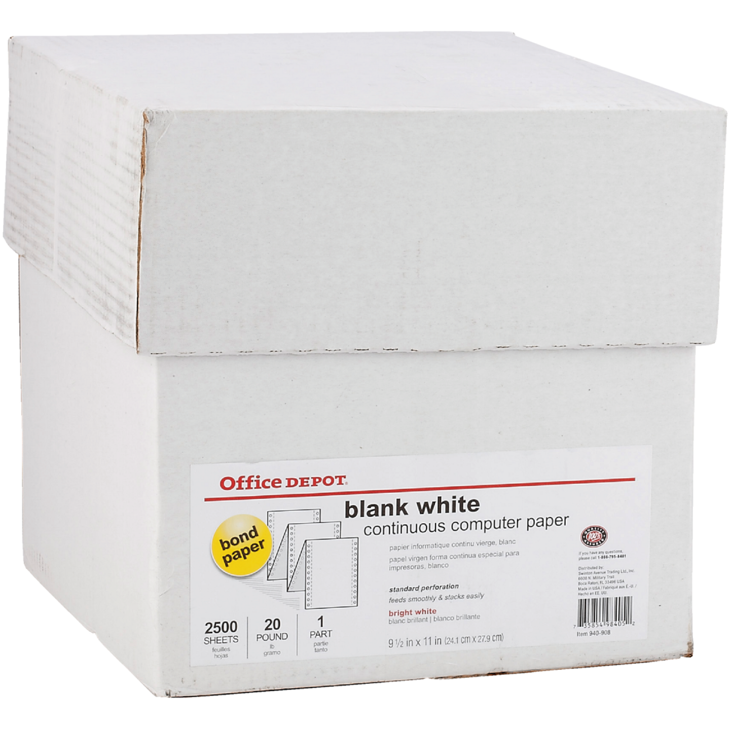Staples 8-1/2 In. x 11 In. 20 Lb. White Blank Computer Printer Paper, 2500 Sheets Image 2