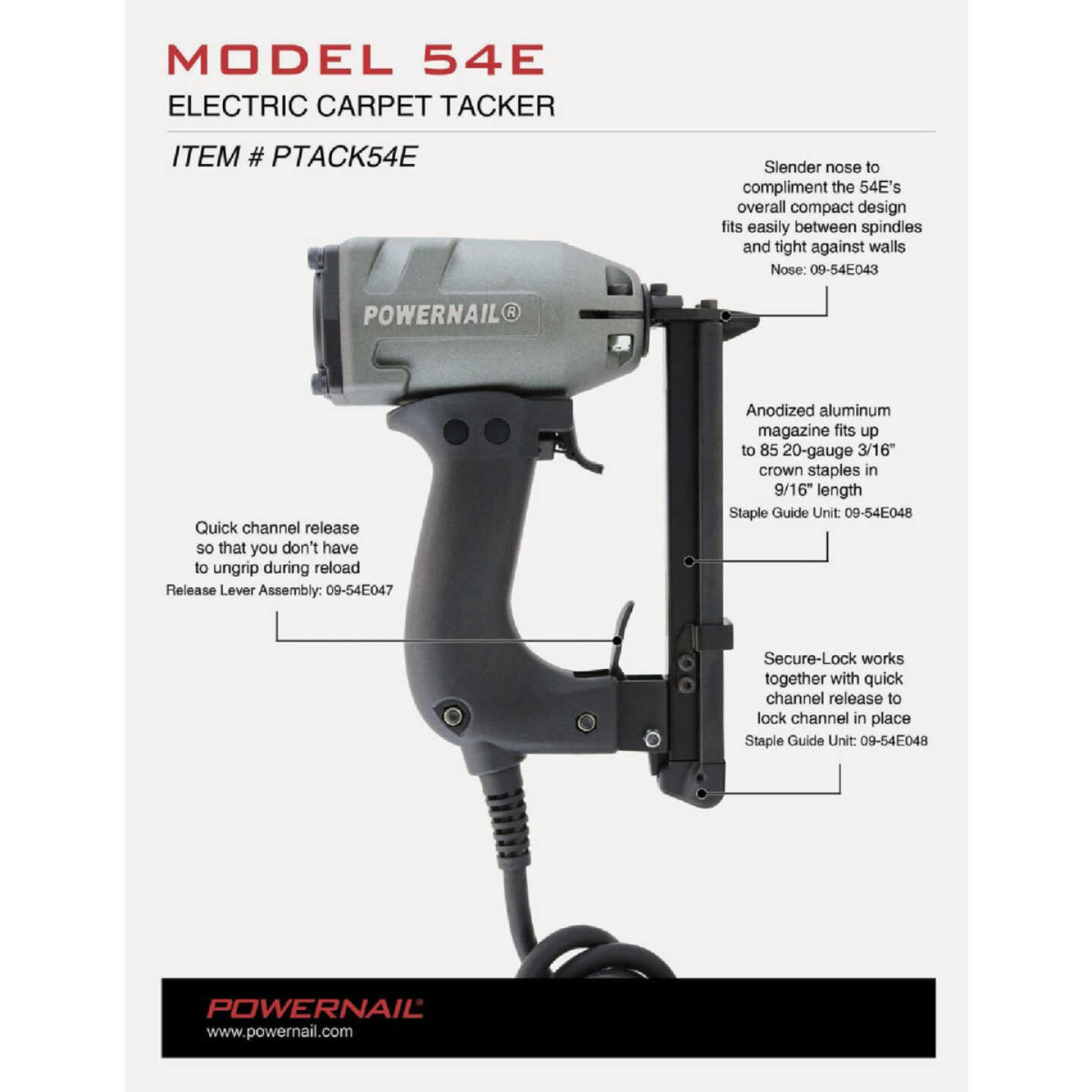 Powernail 20-Gauge 3/16 In. Electric Carpet Floor Stapler Image 5